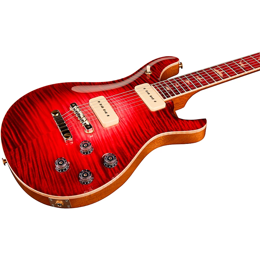 PRS Private Stock McCarty 594 with P90s Curly Maple Top African Ribbon Mahogany Back Stained Curly Maple Fretboard with Pattern Vintage Neck Electric Guitar Blood Red Glow