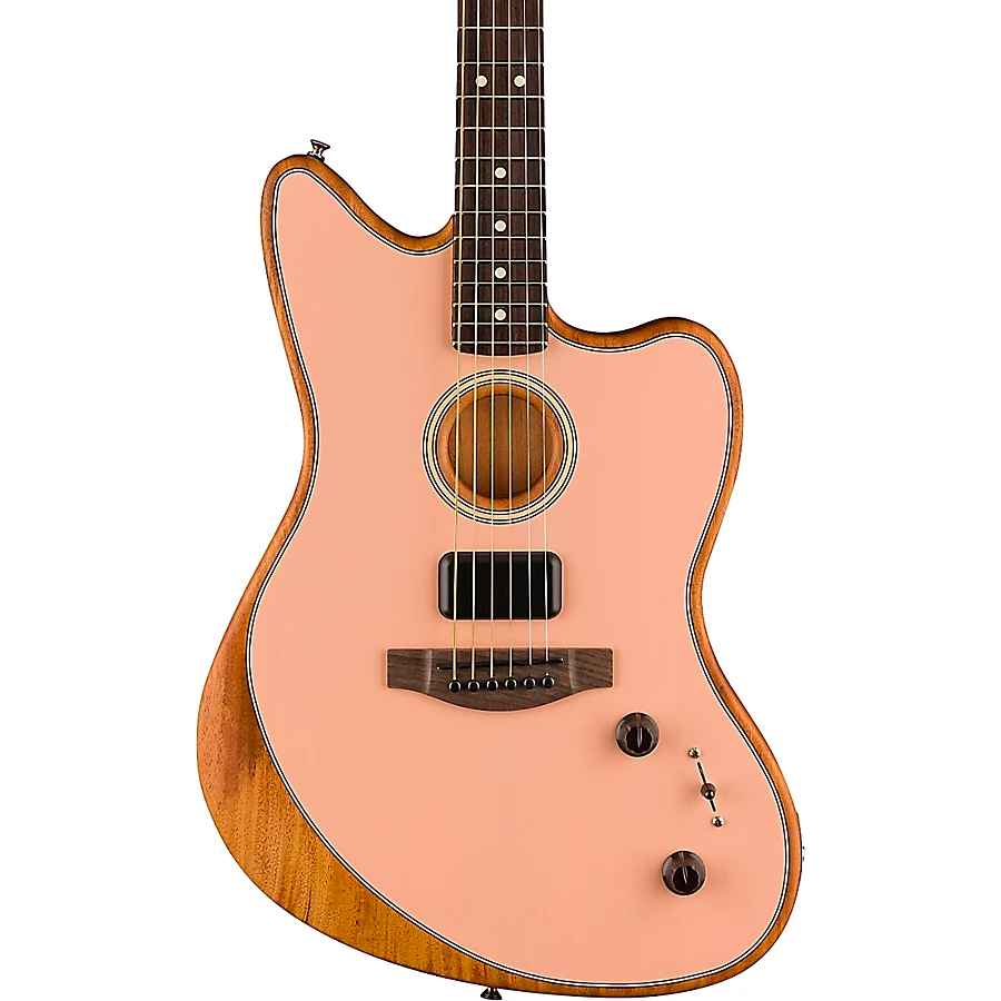 Fender Acoustasonic Player Jazzmaster Sitka Spruce-Mahogany Acoustic-Electric Guitar Shell Pink